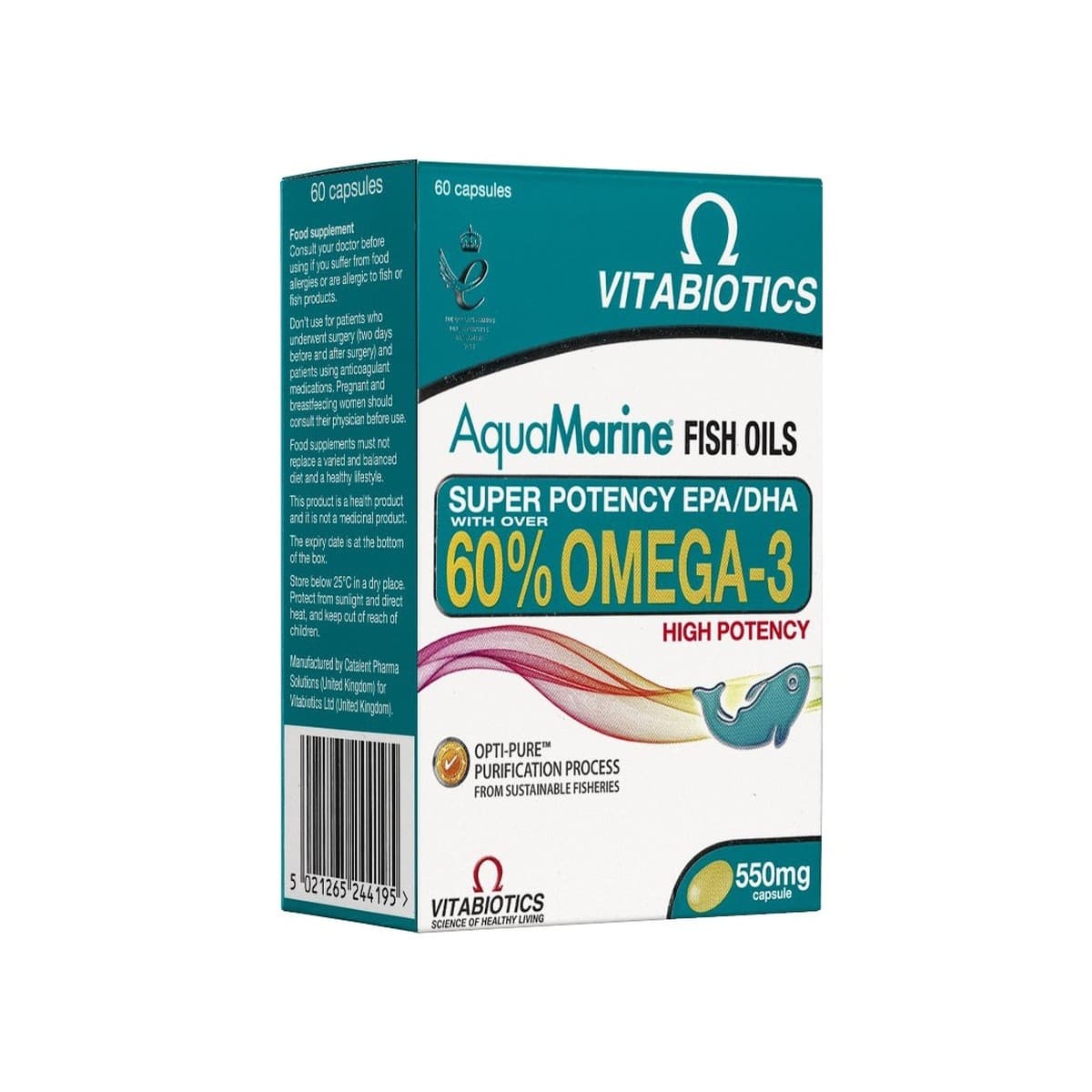 Aquamarine, Omega-3 High Potency 550 Mg – 60 Capsules (Image 2 of 2)