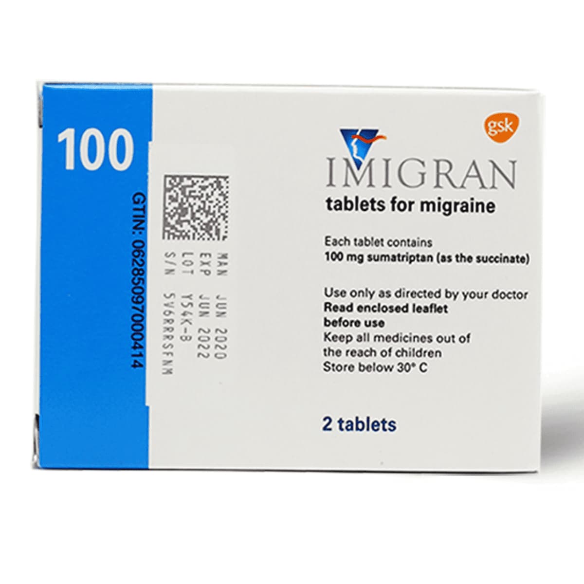 Imigran 100 Mg, For Migraine Attacks - 2 Tablets (Image 3 of 3)