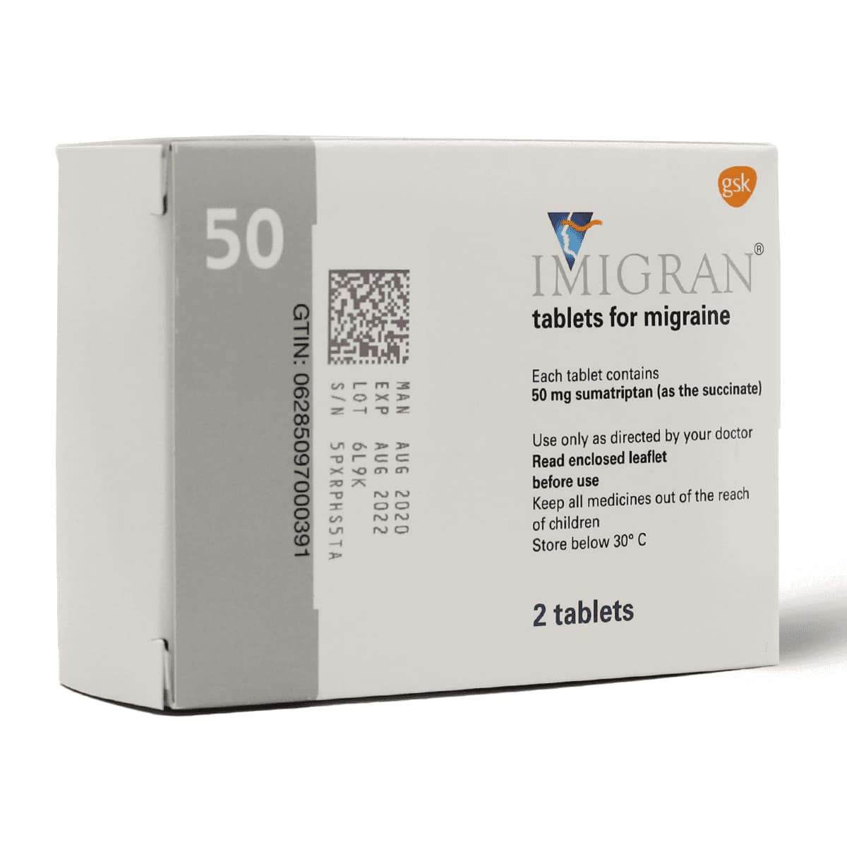 Imigran 50 Mg, For Migraine Attacks - 2 Tablets (Image 2 of 2)