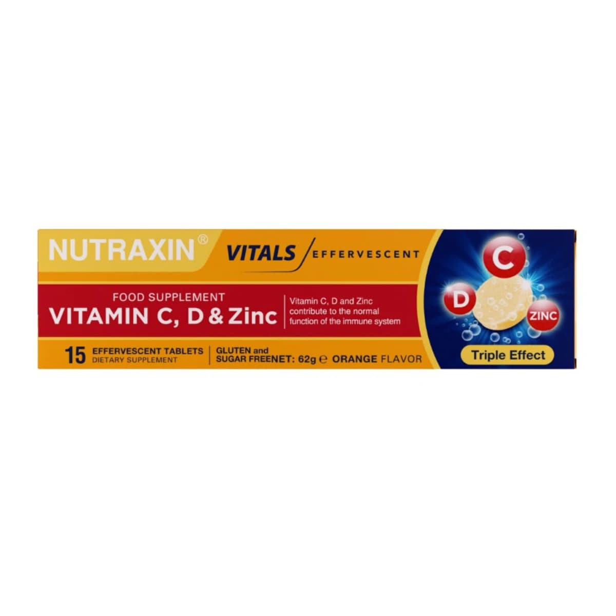 Nutraxin, Supplement, Vitamin C, D & Zinc, Effervescent - 15 Tablets (Image 1 of 3)