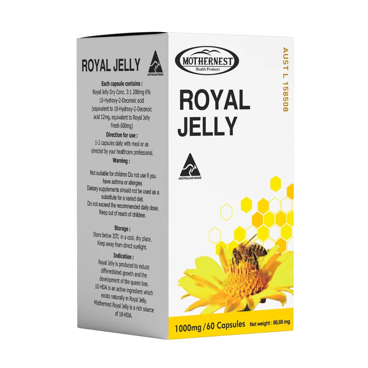 Mothernest, Royal Jelly, 1200 Mg - 60 Capsules (Larawan 1 ng 2)