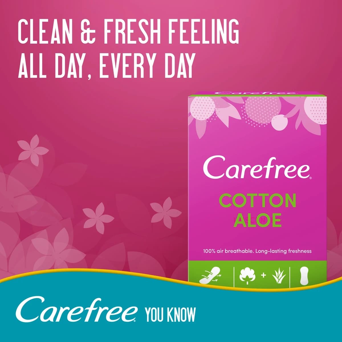 Carefree, Pantyliners Cotton Aloe - 30 Pcs (Image 1 of 2)