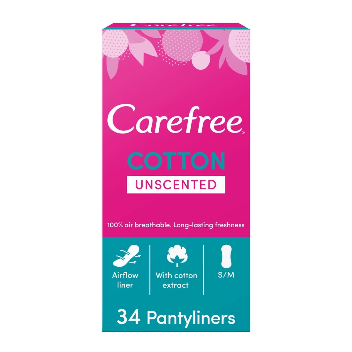 Carefree Panty Liners, Cotton, Unscented, Pack Of 34 (Larawan 2 ng 2)