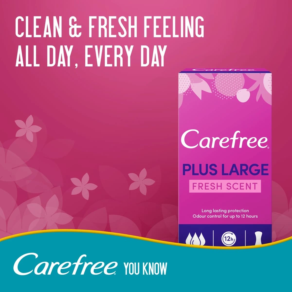 Carefree, Pantyliners Plus Large Fresh Scent - 20 Pcs (Larawan 1 ng 2)