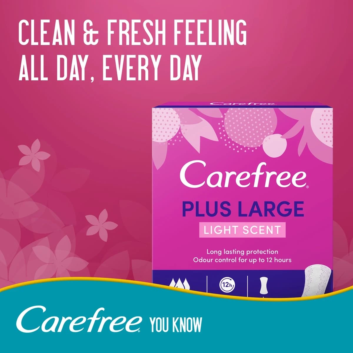 Carefree, Pantyliners Plus Large Light Scent - 48 Pcs (Image 1 of 2)