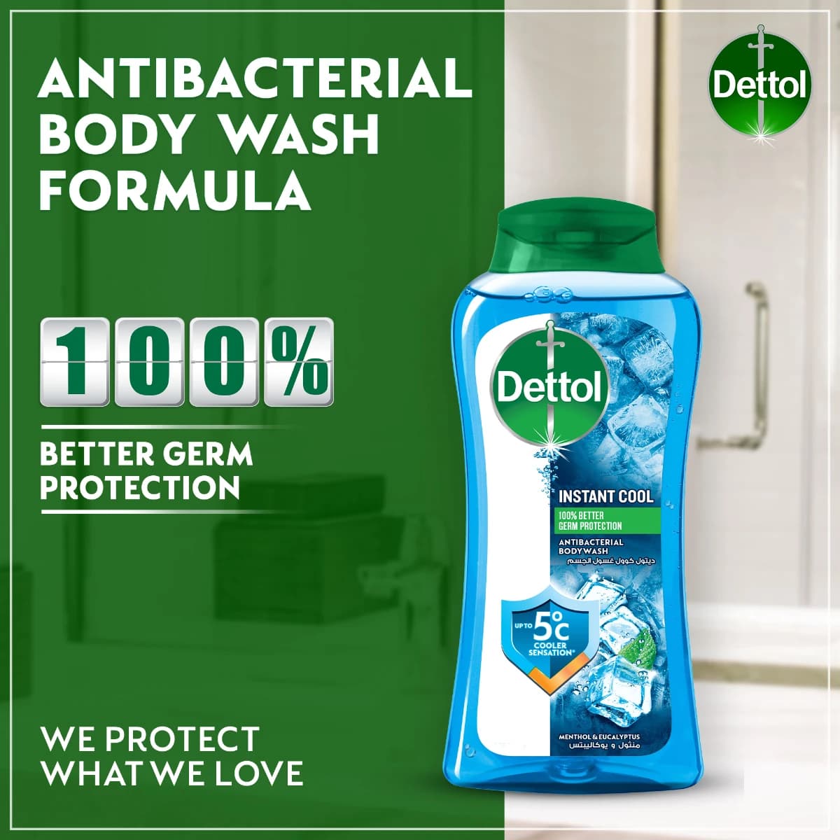 Dettol Cool Shower Gel at Body Wash, Menthol at Eucalyptus Scent, 250ml (Larawan 2 ng 5)