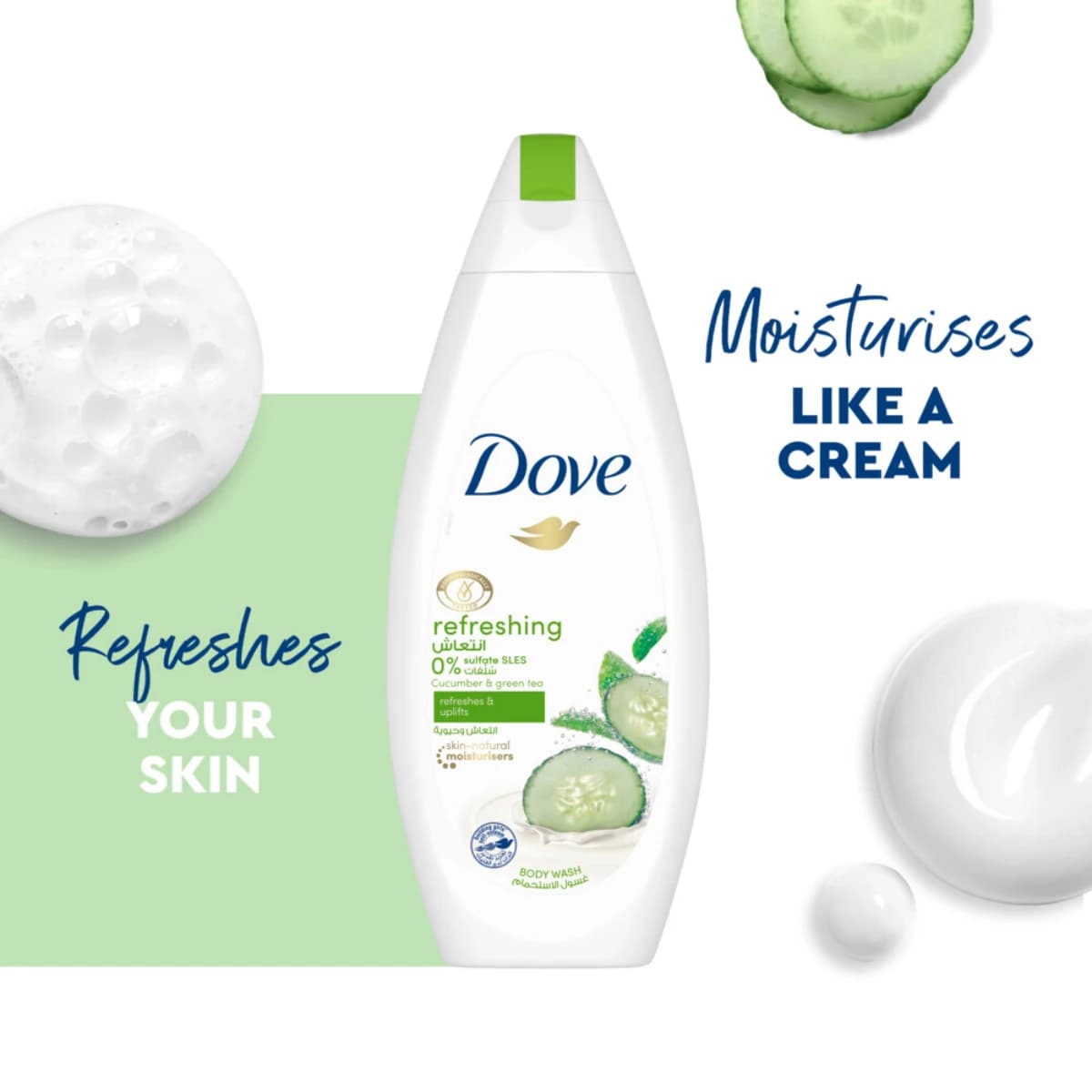 Dove, Shower Gel, Go Fresh, Cucumber at Green Tea - 500 Ml (Larawan 4 ng 4)