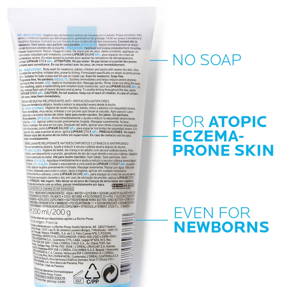 La Roche-Posay, Lipikar Syndet Ap+, Wash Cream, Anti-Irritation & Anti-Scratching - 200 Ml (Image 4 of 5)