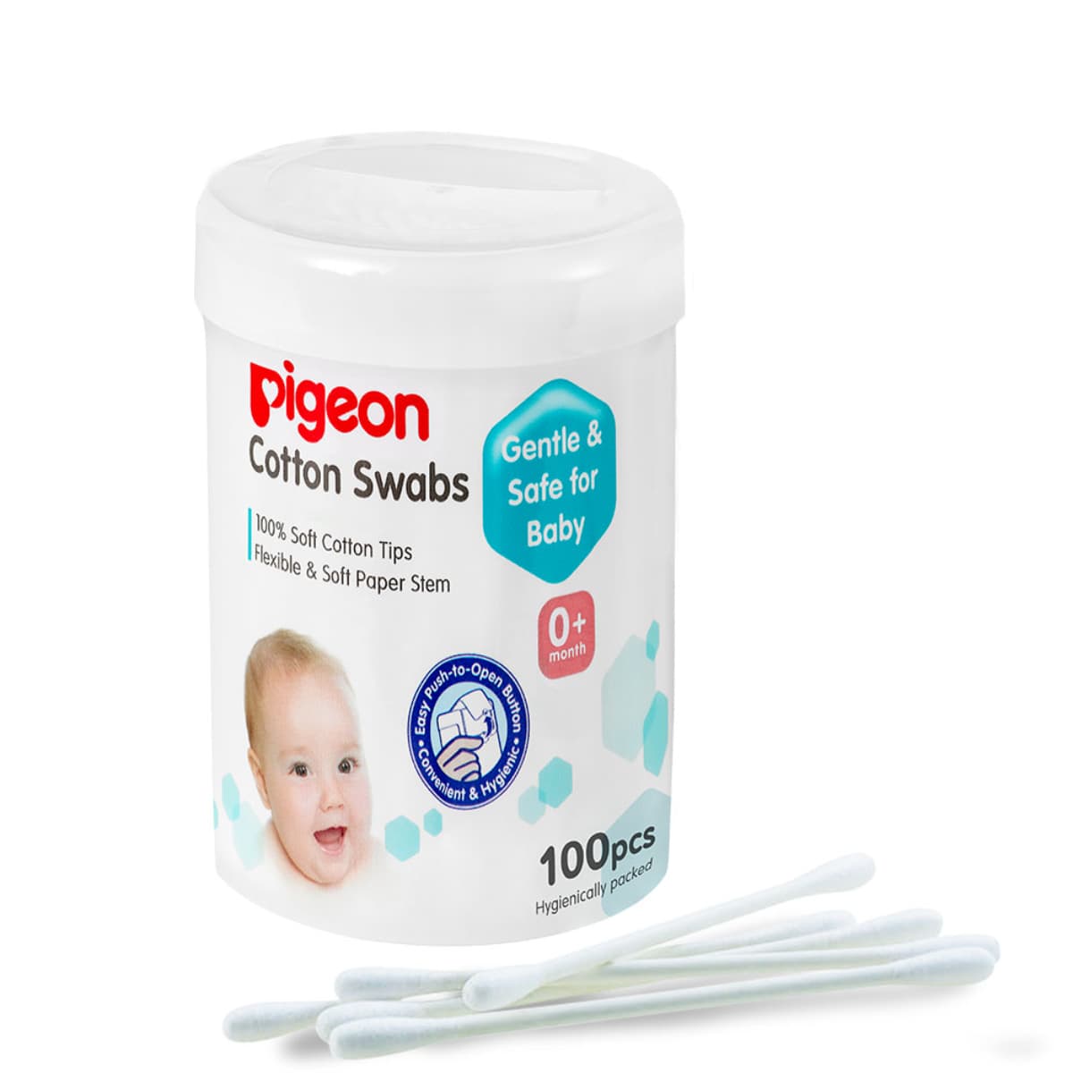 Pigeon, Baby Cotton Swabs +0 Months - 100 Pcs (Image 2 of 2)