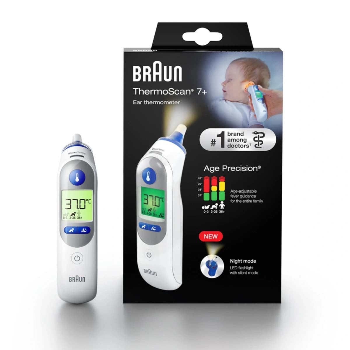 Braun, Thermoscan 7+ Digital Thermometer Irt6525 With Age Precision - 1 Device (Image 2 of 4)