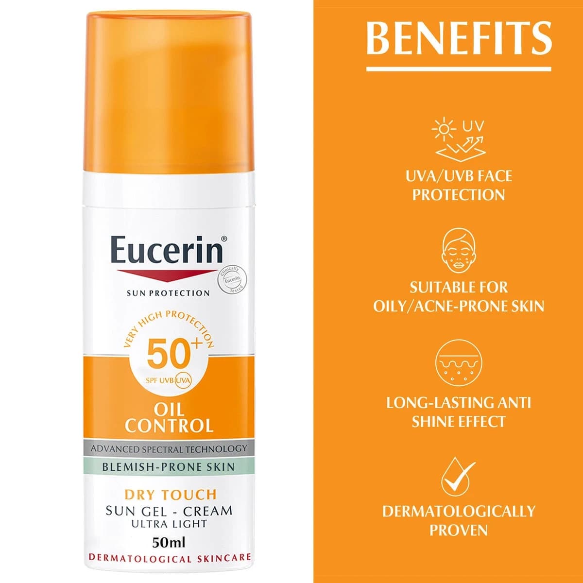 Eucerin Sun Oil Control Gel-Cream Spf50+ - 50 Ml (Larawan 3 ng 5)