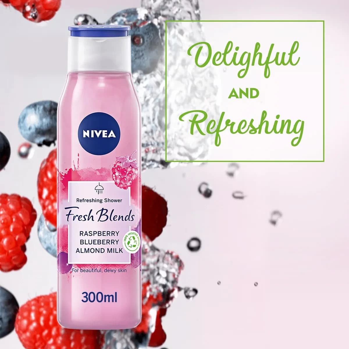 Nivea, Shower Gel Beautiful Dewy Skin Blueberry - 300 Ml (Larawan 4 ng 5)