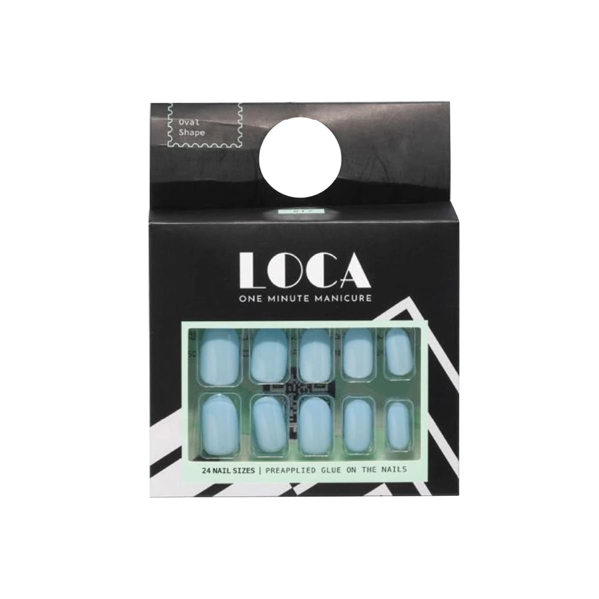 Loca, Press On Nails, Oval Shape, Baby Blue Color - 24 Pcs (Image 2 of 2)