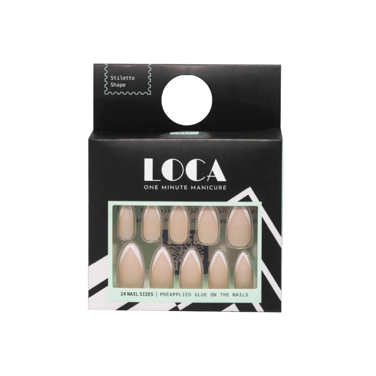 Loca, Press On Nails, Stiletto Shape, French Color - 24 Pcs (Image 2 of 2)