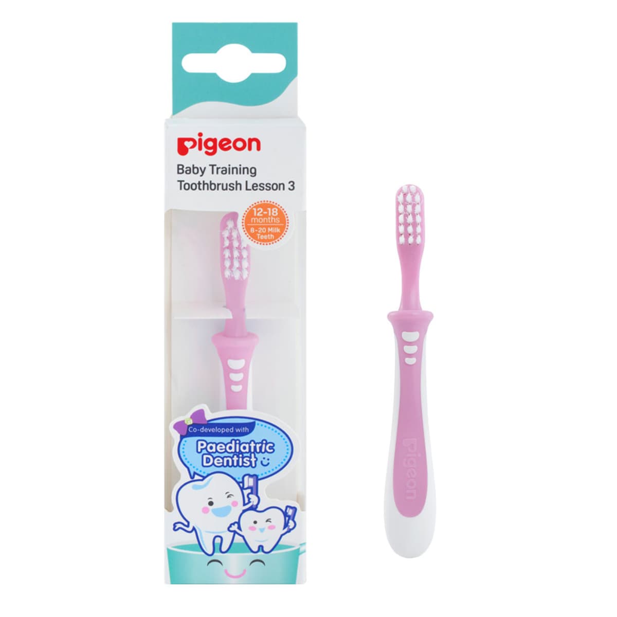 Pigeon, Baby Training Toothbrush 12-18 Months Pink - 1 Pc (Larawan 2 ng 2)