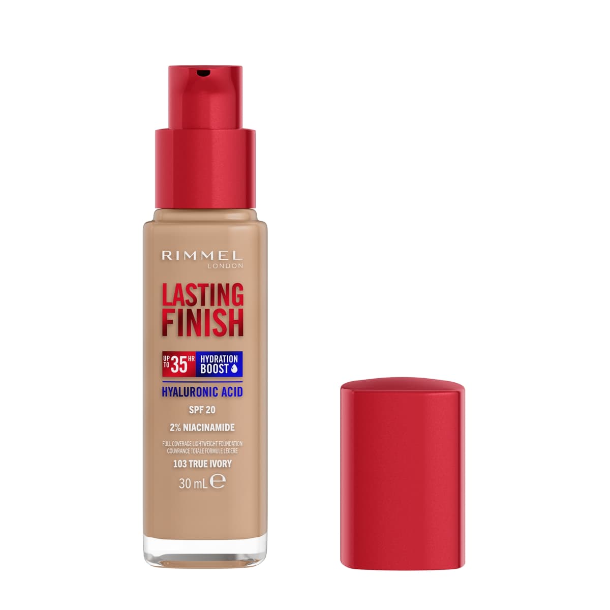 Rimmel, Lasting Finish, Foundation, With Hyaluronic, True Ivory, 103 - 1 Pc (تصویر 2 از 2)