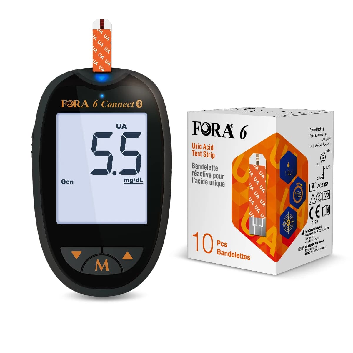 Fora 6, Uric Acid Test Strips - 10 Pieces (Image 2 of 2)