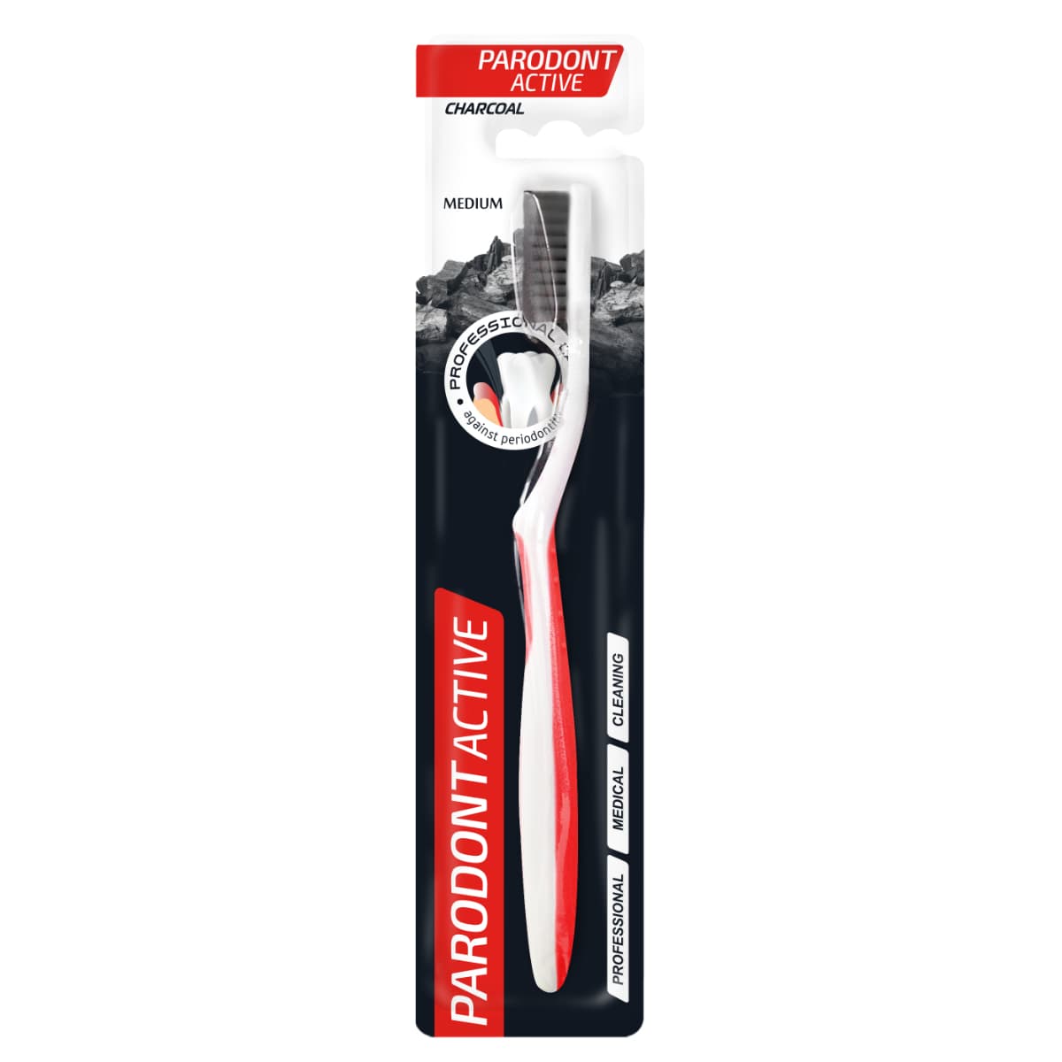 Parodont Active, Toothbrush, Charcoal, Medium - 1 Pc (Larawan 1 ng 1)