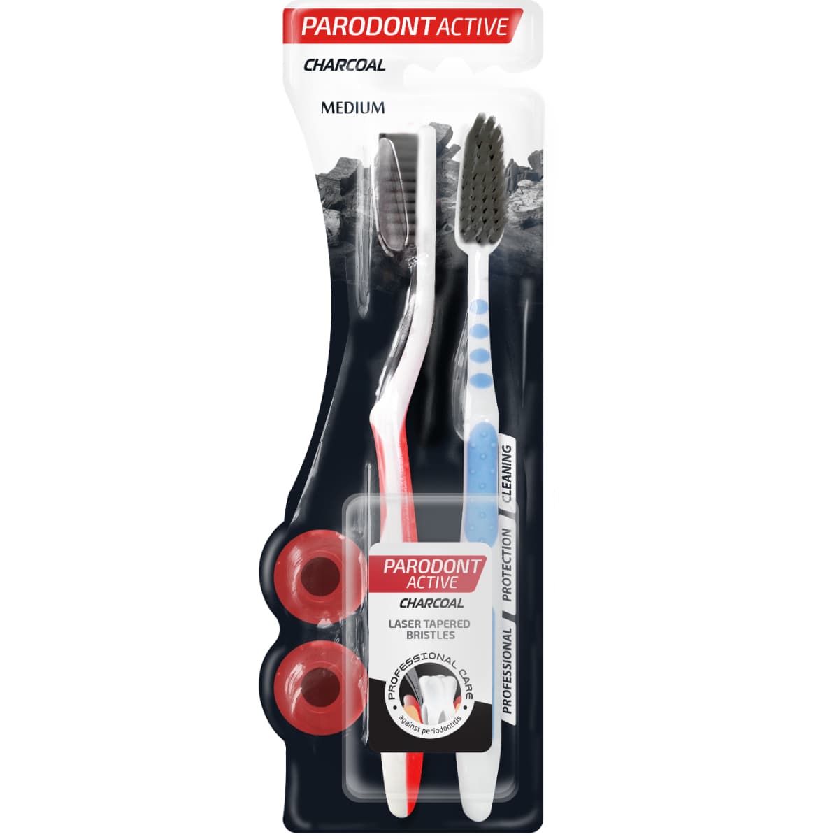 Parodont Active, Toothbrush, Charcoal, Medium - 2 Pcs (Larawan 1 ng 1)