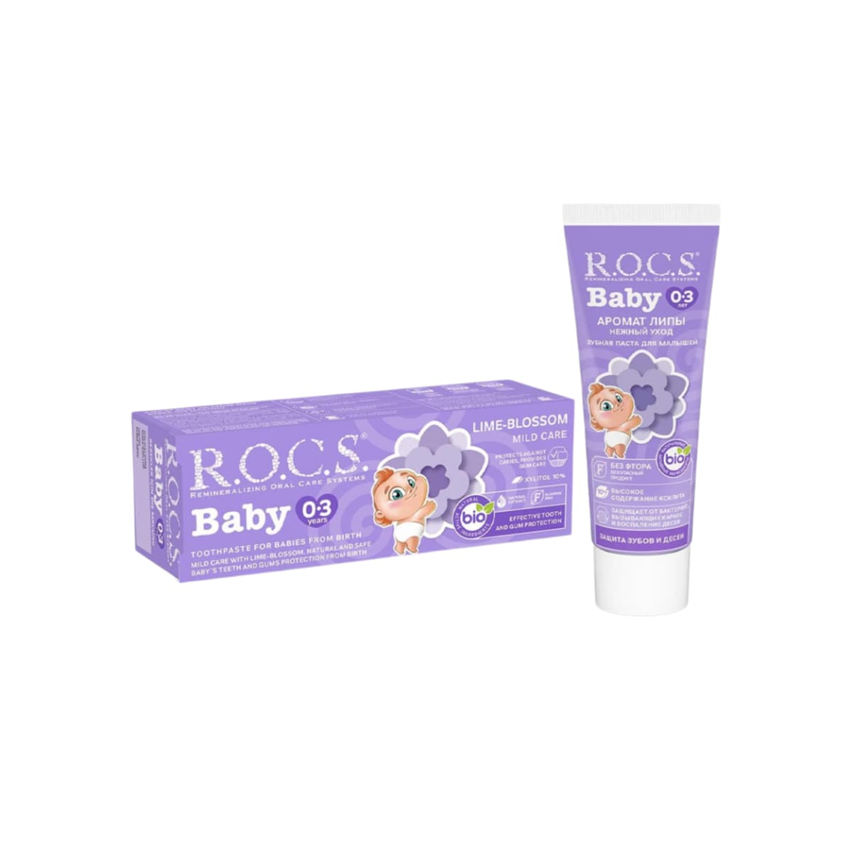 ‏R.O.C.S, Toothpaste Baby Lima Blossom, 0-3 Year - 45 Gm (Larawan 2 ng 2)