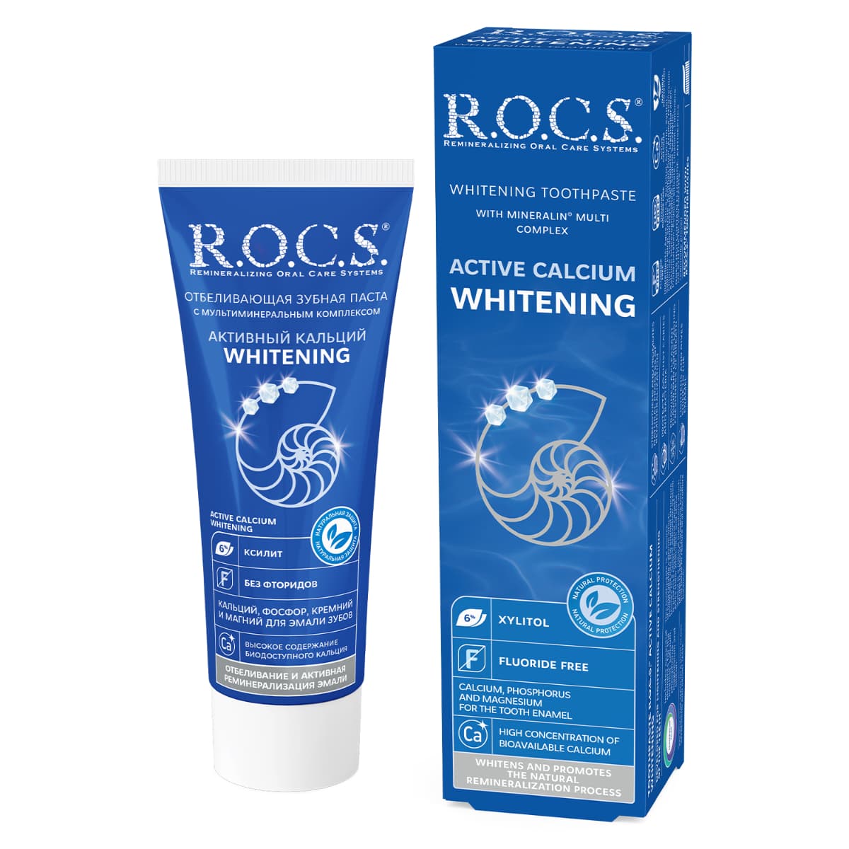 R.O.C.S, Toothpaste Active Calcium, Whitening - 94 Gm (Larawan 2 ng 2)