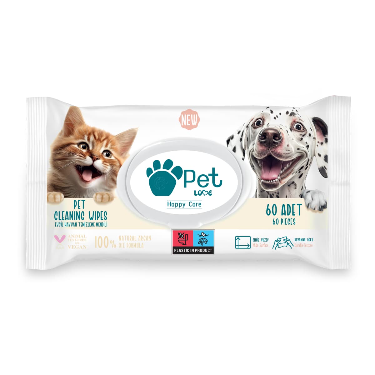 Pet Love, Pets Cleaning Wipes - 60 Pcs (Image 2 of 2)