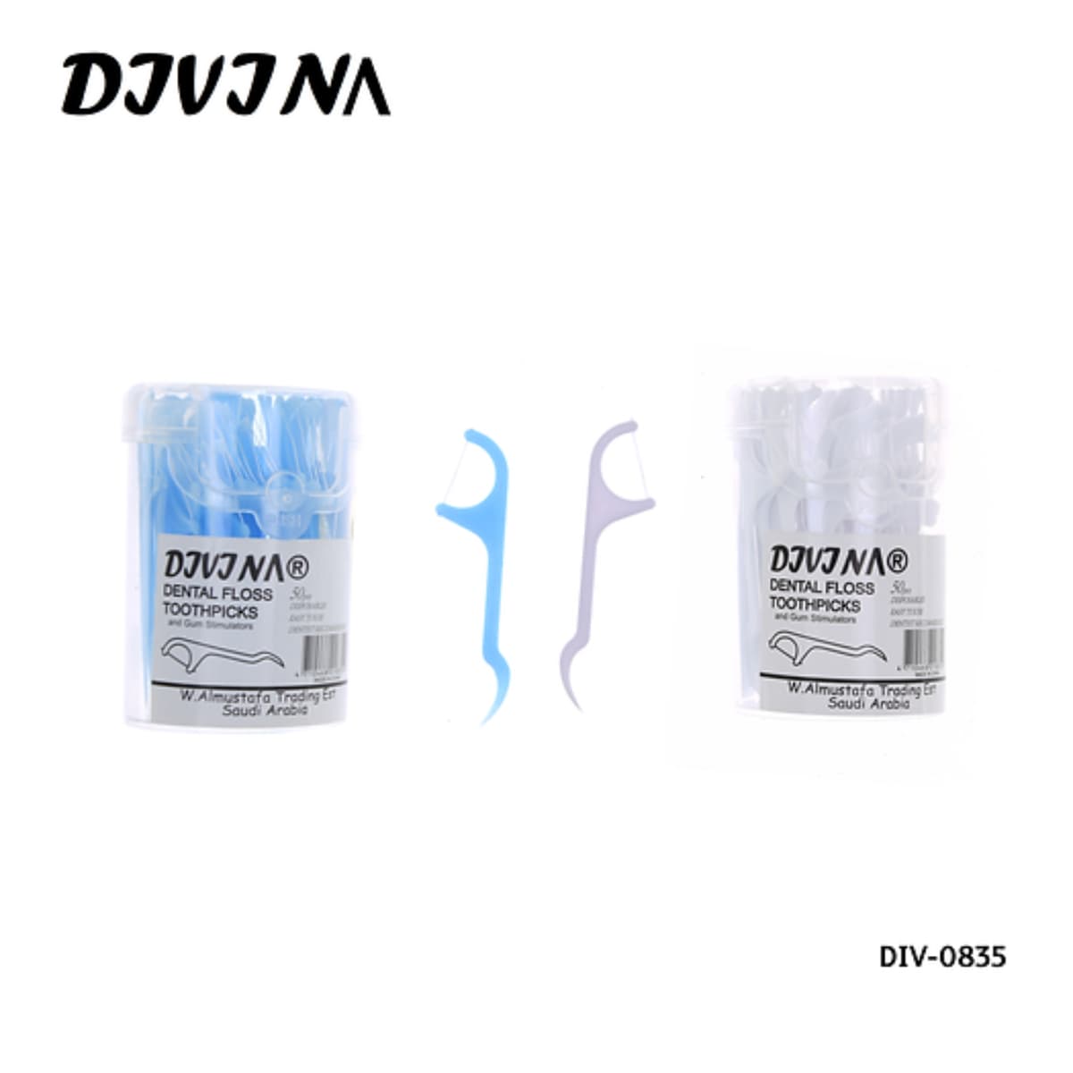 Divina, Blue & White Floss Picks - 50 Pcs (Larawan 1 ng 1)