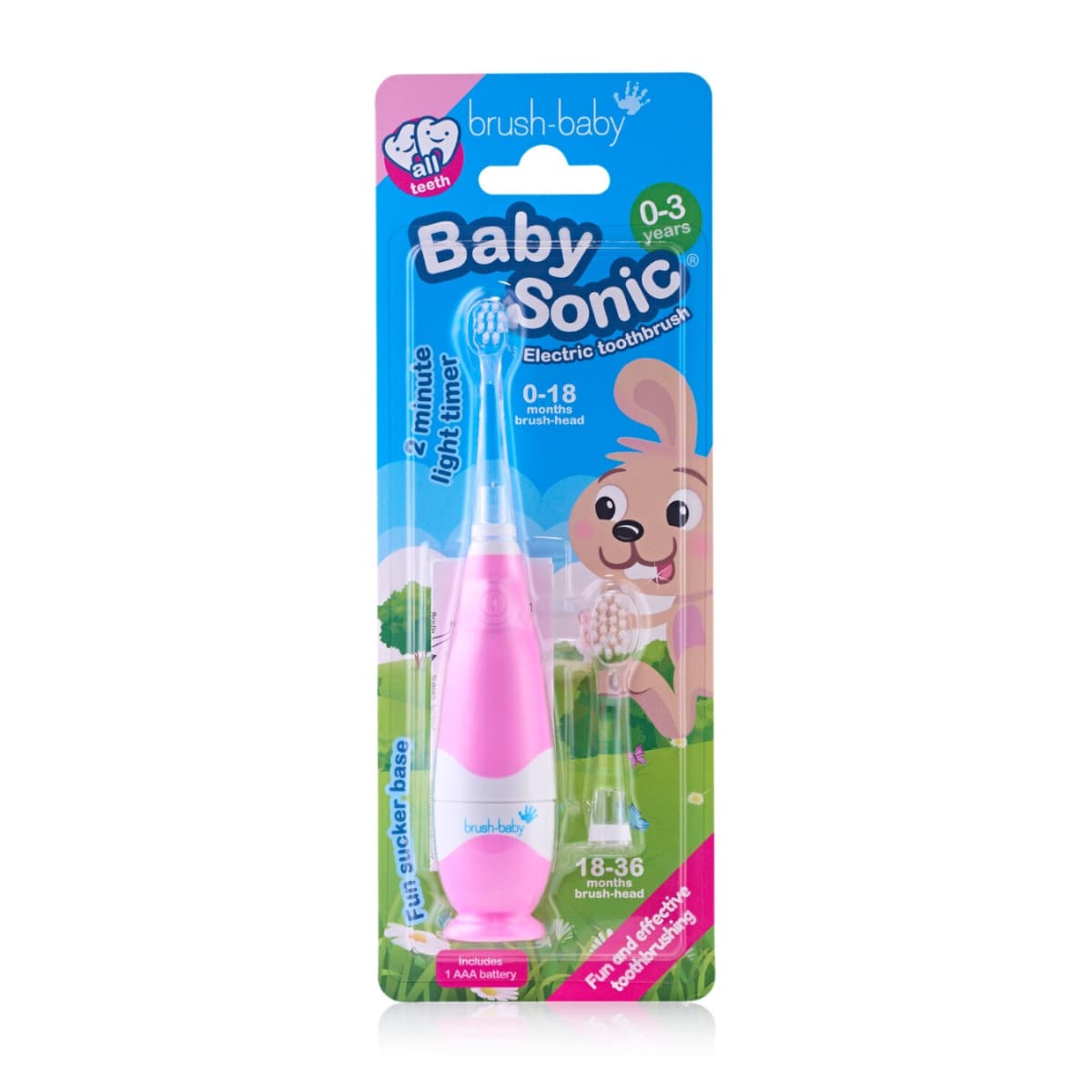 Brush-Baby, Baby Sonic Electric Toothbrush, Pink, 0-3Yearrs - 1 Pc (Larawan 3 ng 3)