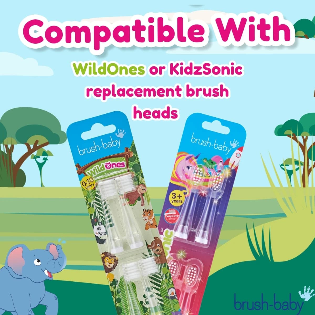 Brush-Baby, Wild Ones, Rechargeable Electric Toothbrush, Elephant, 0-10 Years - 1 Pc (Larawan 2 ng 3)