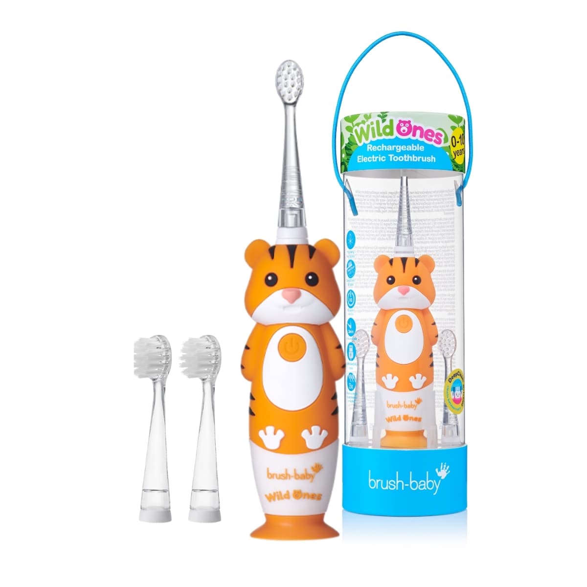 Brush-Baby, Wild Ones, Rechargeable Electric Toothbrush, Tiger, 0-10 Years - 1 Pc (Larawan 3 ng 3)