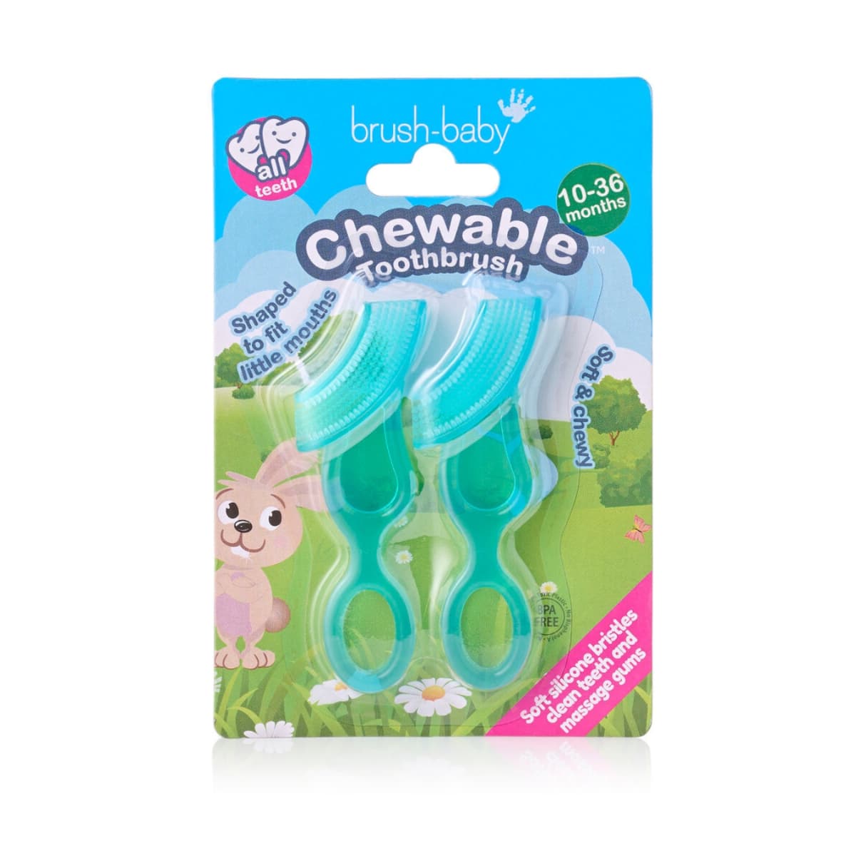 Brush-Baby, Chewable Toothbrush Twin, 10-36 Months -1 Pc (Larawan 3 ng 3)