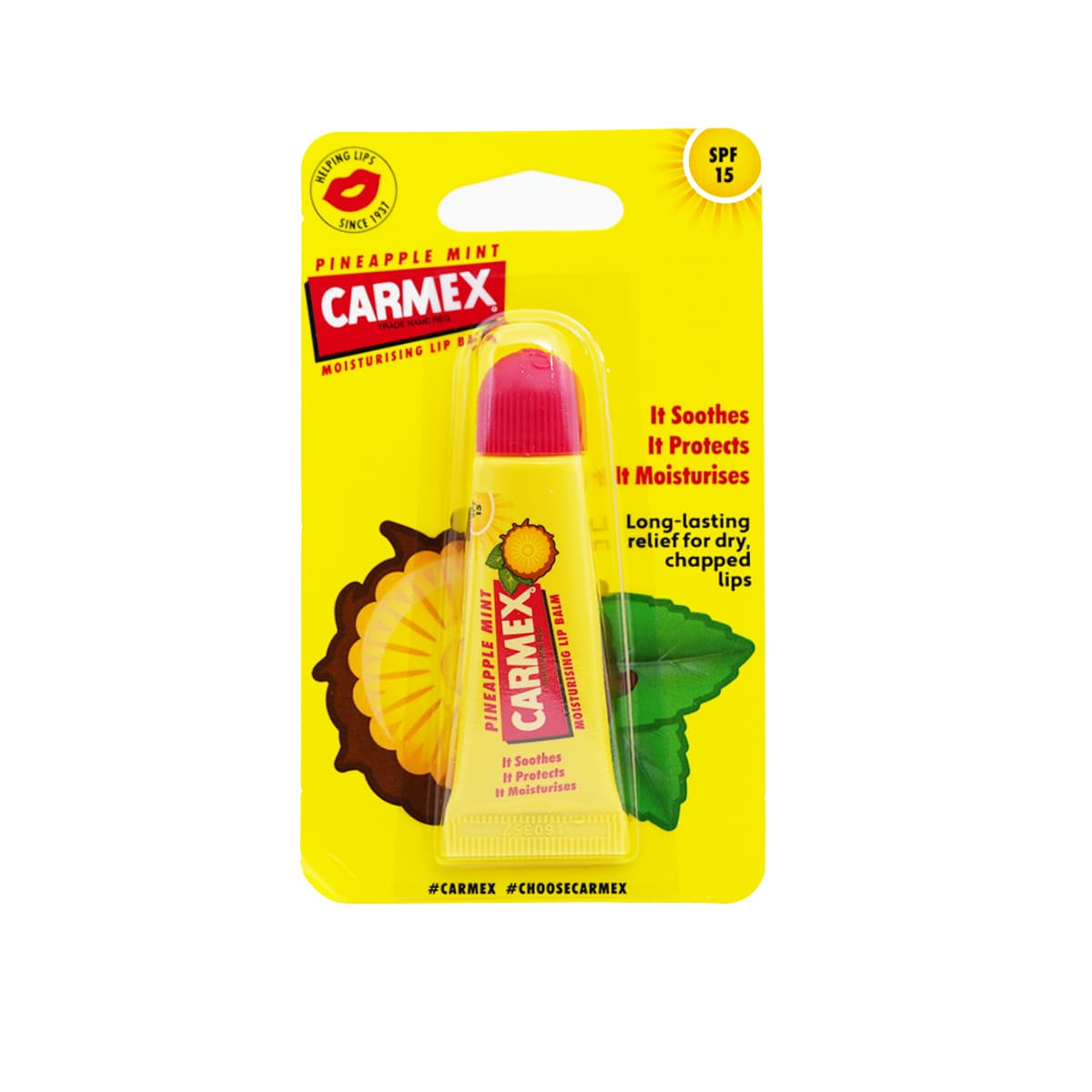 Carmex, Lip Balm, Pineapple at Mint Flavour, Spf 15, Para sa Dry Chapped Lips - 10 Gm (Larawan 2 ng 2)