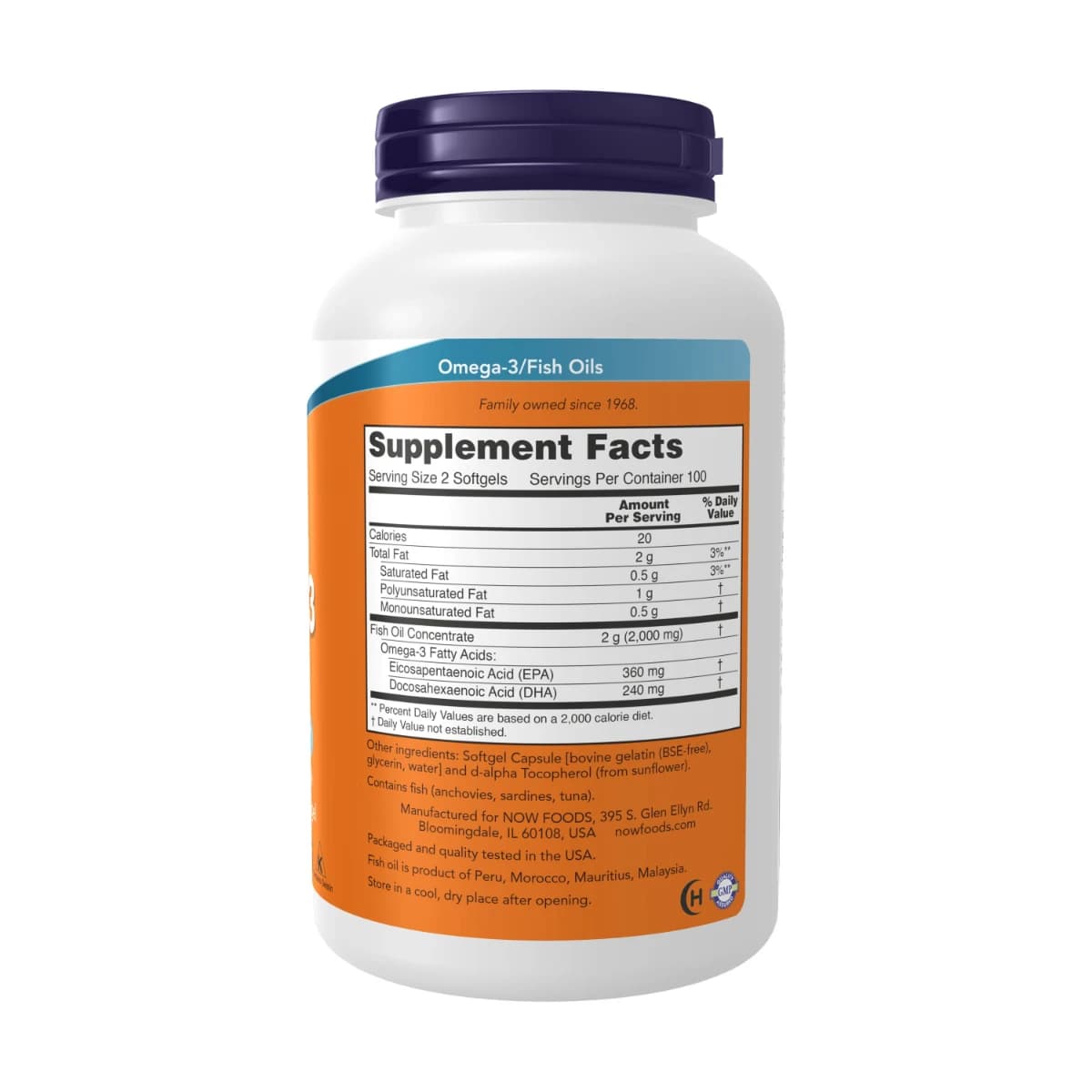 Now, Omega 3 Fish Oil, Cardiovascular Support, 1000 Mg - 200 Capsules (Image 1 of 3)