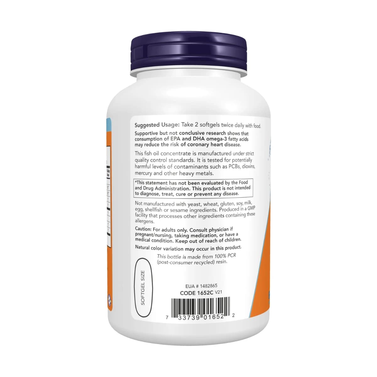 Now, Omega 3 Fish Oil, Cardiovascular Support, 1000 Mg - 200 Capsules (Image 2 of 3)