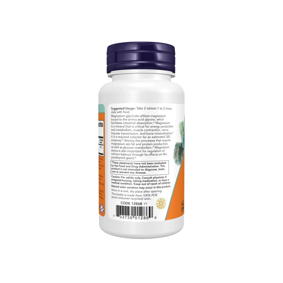 Now, Magnesium Glycinate, Nervous System Support - 90 Tablets (Image 2 of 3)